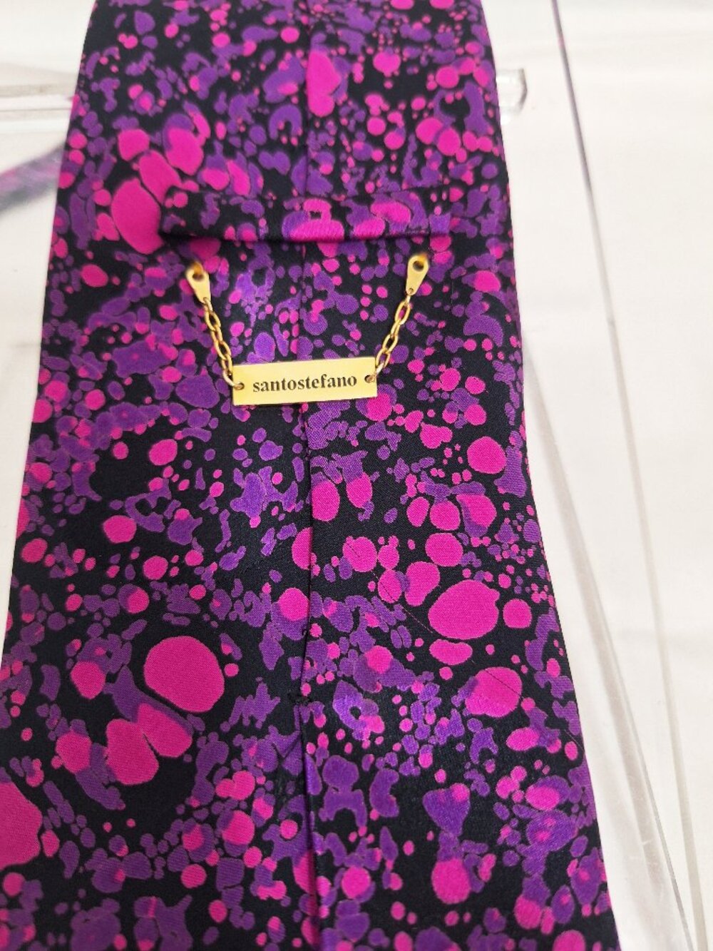 Santostefano Vintage Silk Tie Pink Purple Droplets